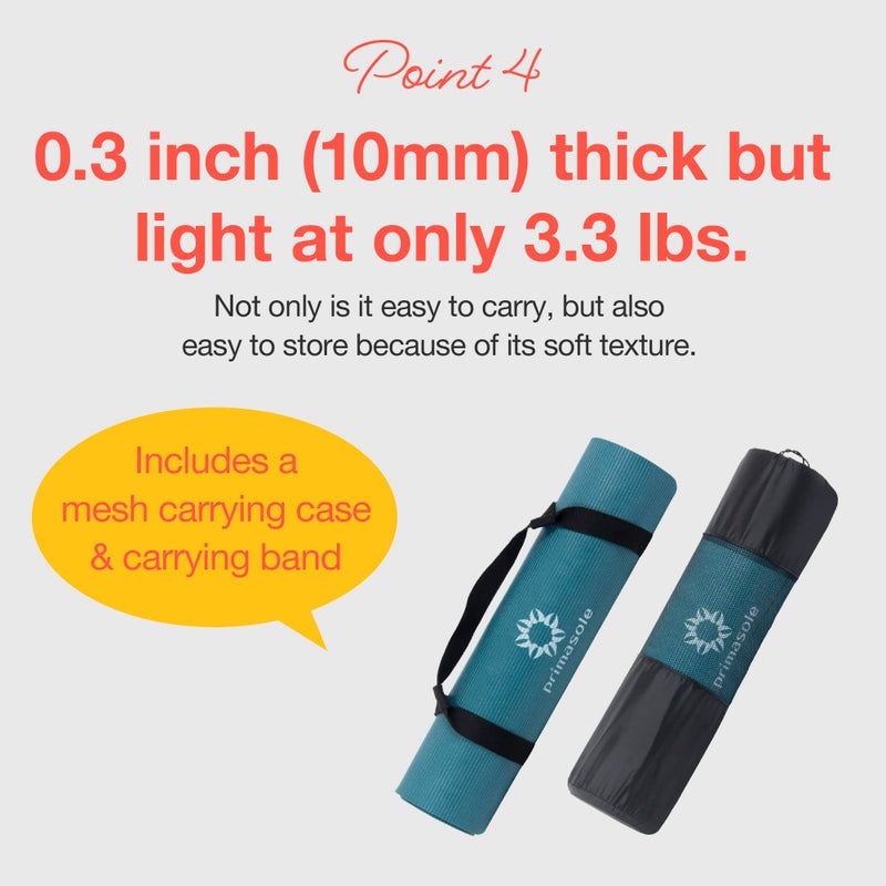 Primasole Yoga Mat Eco-Friendly Material 1/2"(10mm) Non-Slip Yoga Pilates Fitness at Home & Gym Twin Color Jango Green/Black PSS91NH075A - Image 5